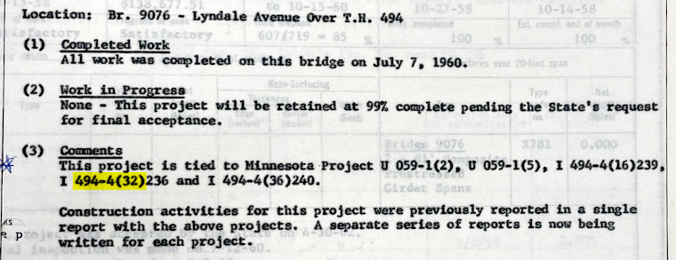 Photo of a document that says the project is tied to 494-4(32)236.